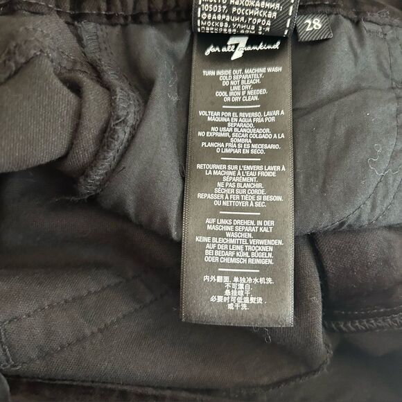 7 For All Mankind Black High Rise Ankle Skinny Velvet Jeans Button Fly Size 28 - Picture 9 of 11